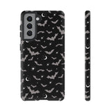 Black Spooky Bat Print Tough Phone Cases