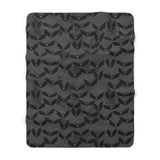 Black and Grey Bat Print Sherpa Fleece Blanket Goth Aesthetic Cosy Homewear
