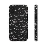 Black Spooky Bat Print Tough Phone Cases