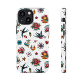 White Old School Retro Tattoo Tough Phone Case
