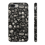 Creepy Doodle Skulls Print Tough Phone Cases
