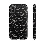 Black Spooky Bat Print Tough Phone Cases