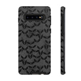 Grey Spooky Bat Print Tough Phone Cases