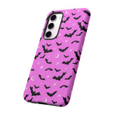 Pink Spooky Bat Print Tough Phone Cases