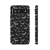 Black Spooky Bat Print Tough Phone Cases