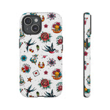 White Old School Retro Tattoo Tough Phone Case