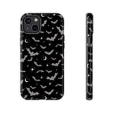 Black Spooky Bat Print Tough Phone Cases