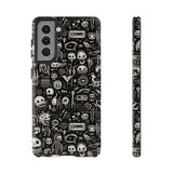Creepy Doodle Skulls Print Tough Phone Cases
