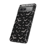 Black Spooky Bat Print Tough Phone Cases