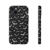 Black Spooky Bat Print Tough Phone Cases