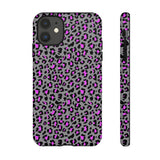 Grey and Pink Leopard Print Tough Phone Case