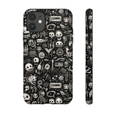 Creepy Doodle Skulls Print Tough Phone Cases