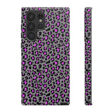 Grey and Pink Leopard Print Tough Phone Case