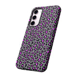 Grey and Pink Leopard Print Tough Phone Case