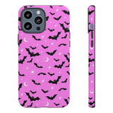 Pink Spooky Bat Print Tough Phone Cases