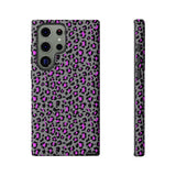 Grey and Pink Leopard Print Tough Phone Case