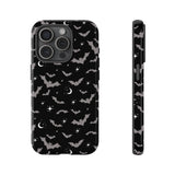 Black Spooky Bat Print Tough Phone Cases