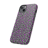 Grey and Pink Leopard Print Tough Phone Case