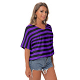 Purple & Black Striped Batwing T-shirt