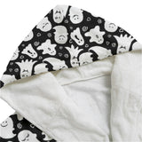 front view ghost print no model bathrobe dressing gown hood