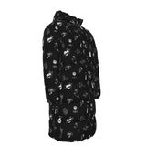 Black & White Doodle Tattoo Goth Winter Padded Down Coat Waterproof Unisex XS to 4XL