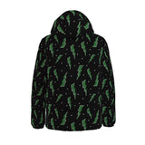 Green Lightening Bolt Print Goth Winter Padded Down Coat Unisex XS to 6XL Plus Size