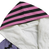 Mismatched Lilac Bat and Pink Striped Print Dressing Gown