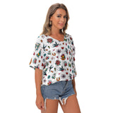 White Retro Tattoo Batwing T-shirt