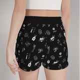 Black and White Doodle Tattoo Punk Casual Shorts