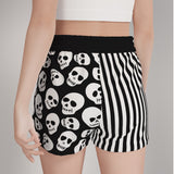 Black and White Skull & Stripe Punk Casual Shorts