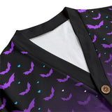 Black and purple cardigan zoomed shot at top garment