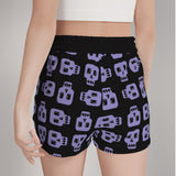 Black and Purple Block Skulls Casual Shorts