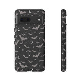 Black Spooky Bat Print Tough Phone Cases