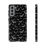 Black Spooky Bat Print Tough Phone Cases