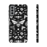 Black Celestial Witchy Moth Goth Tough Phone Case