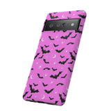Pink Spooky Bat Print Tough Phone Cases
