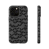Grey Spooky Bat Print Tough Phone Cases