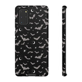Black Spooky Bat Print Tough Phone Cases