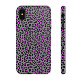 Grey and Pink Leopard Print Tough Phone Case