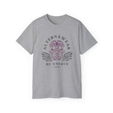Alternawear Branded 'Be Unique' Sugar Skull  T-shirt in Sport Grey