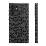 Grey Spooky Bat Print Tough Phone Cases