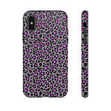 Grey and Pink Leopard Print Tough Phone Case
