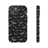 Black Spooky Bat Print Tough Phone Cases