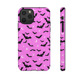 Pink Spooky Bat Print Tough Phone Cases