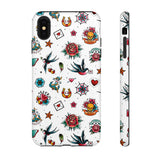 White Old School Retro Tattoo Tough Phone Case