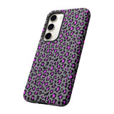 Grey and Pink Leopard Print Tough Phone Case