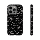 Black Spooky Bat Print Tough Phone Cases