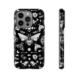 Black Celestial Witchy Moth Goth Tough Phone Case