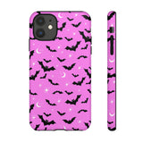 Pink Spooky Bat Print Tough Phone Cases