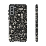 Creepy Doodle Skulls Print Tough Phone Cases